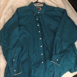 Bright blue ariat plaid button up XXL
